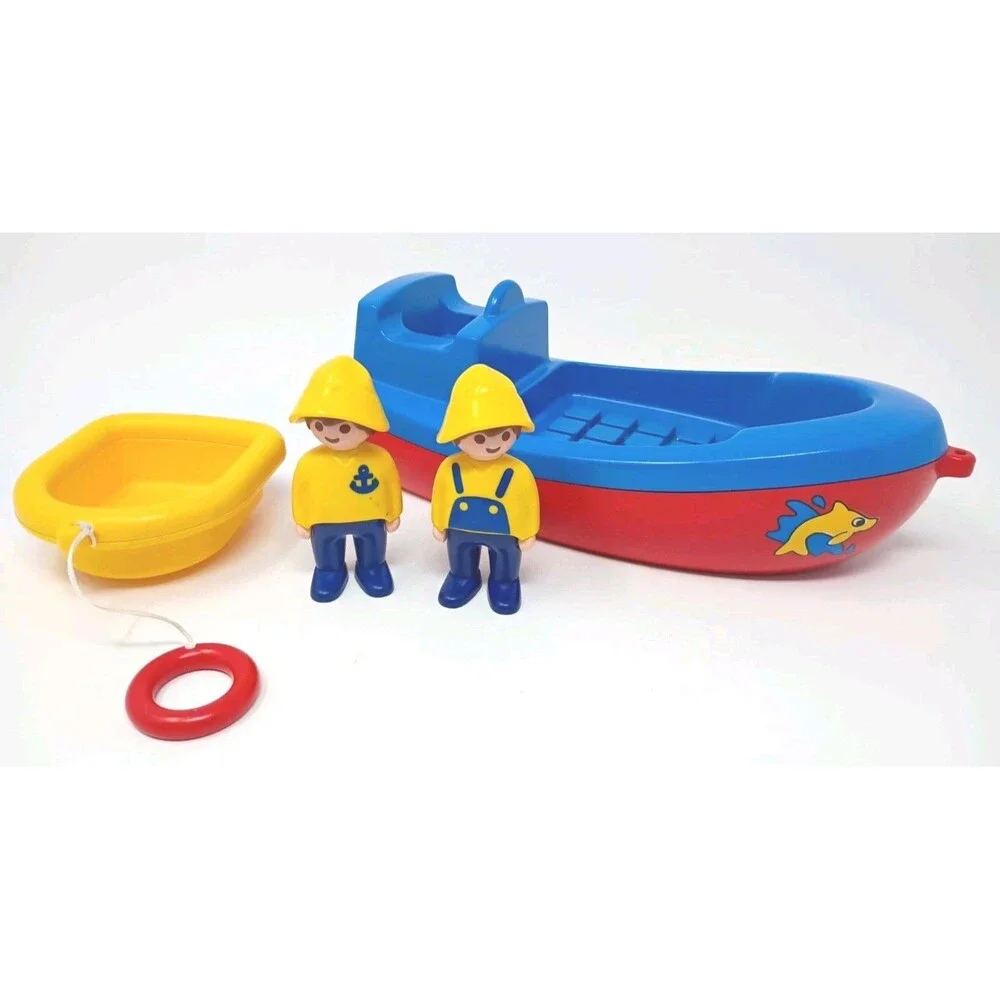 Playmobil 123 #6714 Fishing Boat With Figures Incomplete